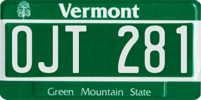 VT license plate OJT281
