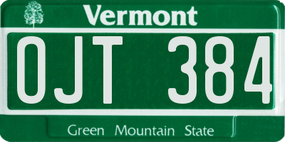 VT license plate OJT384