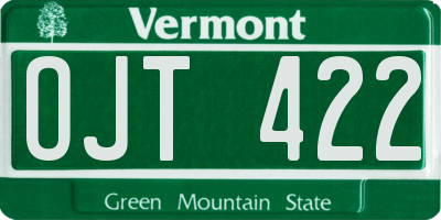 VT license plate OJT422