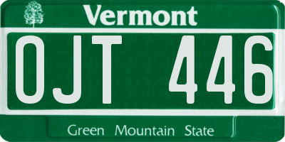 VT license plate OJT446