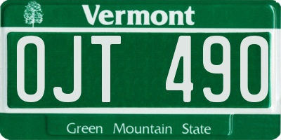 VT license plate OJT490