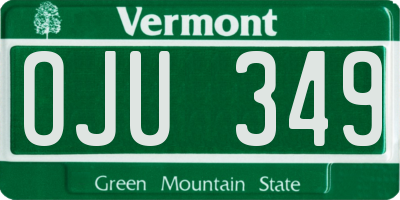 VT license plate OJU349
