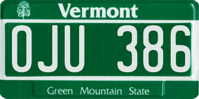 VT license plate OJU386