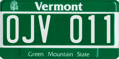 VT license plate OJV011