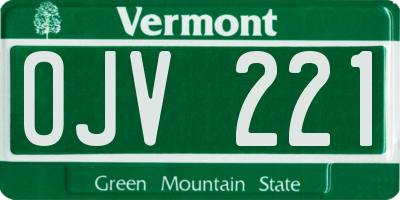 VT license plate OJV221