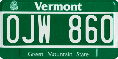 VT license plate OJW860