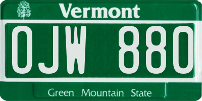 VT license plate OJW880
