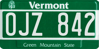 VT license plate OJZ842