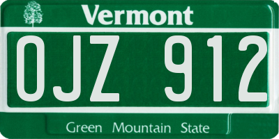 VT license plate OJZ912