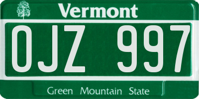 VT license plate OJZ997