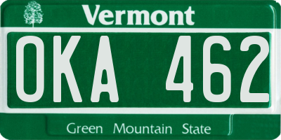 VT license plate OKA462