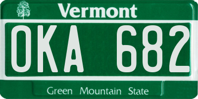 VT license plate OKA682