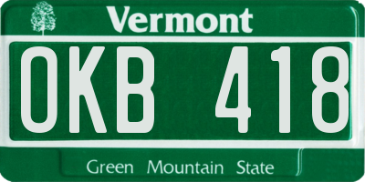 VT license plate OKB418