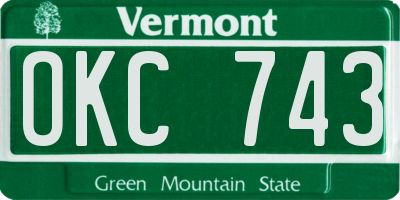 VT license plate OKC743