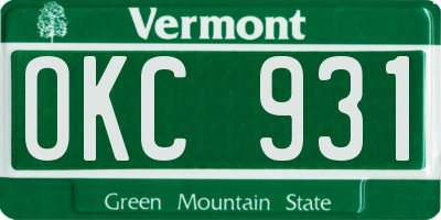 VT license plate OKC931