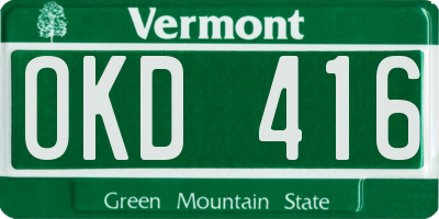 VT license plate OKD416