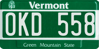 VT license plate OKD558