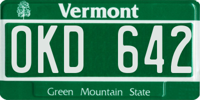 VT license plate OKD642
