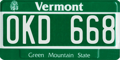 VT license plate OKD668