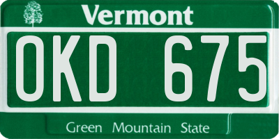 VT license plate OKD675