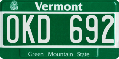 VT license plate OKD692