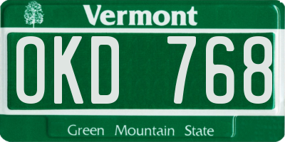VT license plate OKD768
