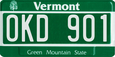 VT license plate OKD901