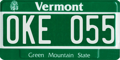 VT license plate OKE055