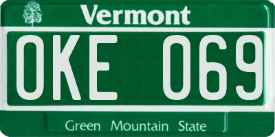 VT license plate OKE069