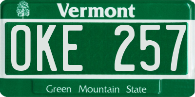 VT license plate OKE257