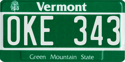 VT license plate OKE343