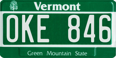 VT license plate OKE846