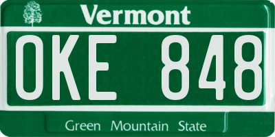 VT license plate OKE848