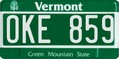 VT license plate OKE859