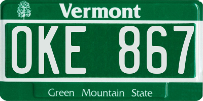 VT license plate OKE867