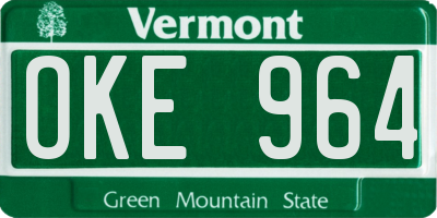 VT license plate OKE964