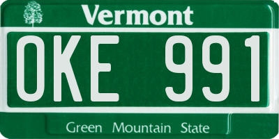 VT license plate OKE991