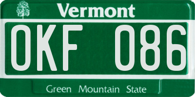 VT license plate OKF086