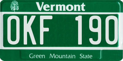 VT license plate OKF190