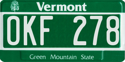 VT license plate OKF278