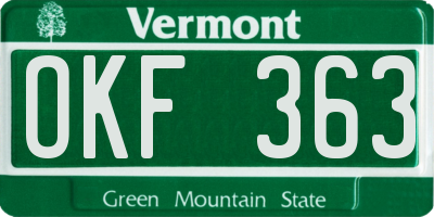 VT license plate OKF363