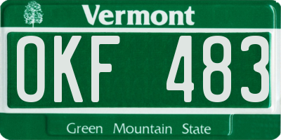 VT license plate OKF483