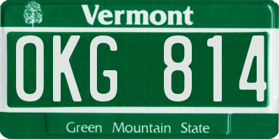 VT license plate OKG814
