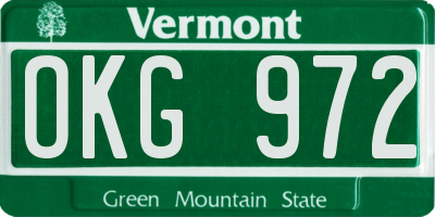 VT license plate OKG972