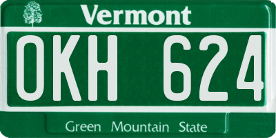 VT license plate OKH624