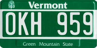 VT license plate OKH959