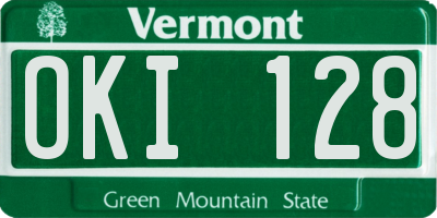 VT license plate OKI128