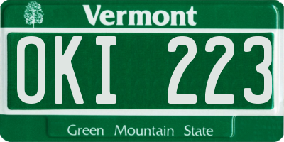 VT license plate OKI223