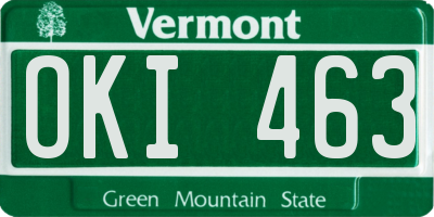 VT license plate OKI463