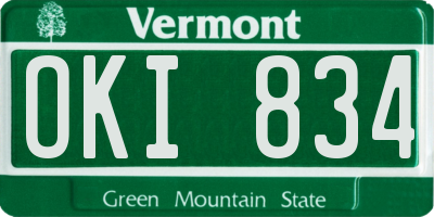 VT license plate OKI834